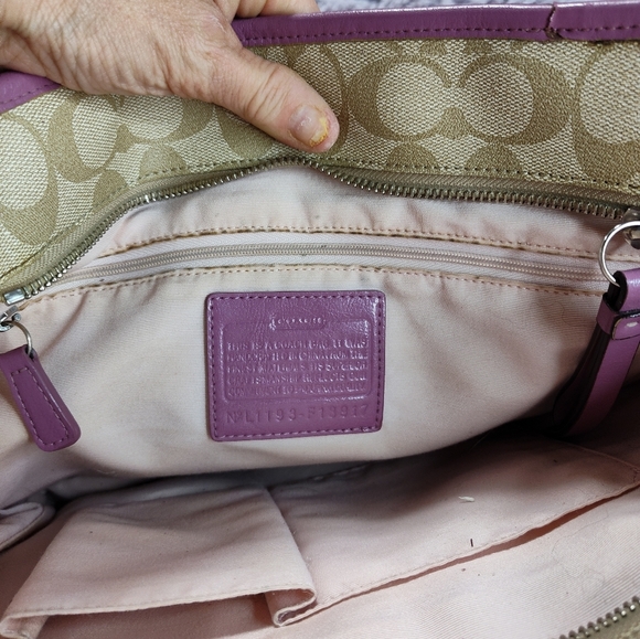 Vintage Coach Peyton Signature Heritage purple khaki tote bag purse - Picture 12 of 13